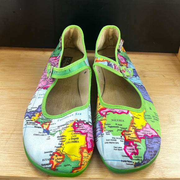 Hot Chocolate Design “World Map / Atlas” Mary Jane Flats • EU 38 / US ~7.5–8 - Picture 1 of 8